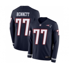 Men's New England Patriots #77 Michael Bennett Limited Navy Blue Therma Long Sleeve Football Jersey