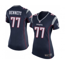 Women's New England Patriots #77 Michael Bennett Game Navy Blue Team Color Football Jersey