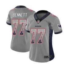 Women's New England Patriots #77 Michael Bennett Limited Gray Rush Drift Fashion Football Jersey