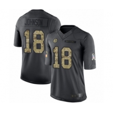 Men's Pittsburgh Steelers #18 Diontae Johnson Limited Black 2016 Salute to Service Football Jersey
