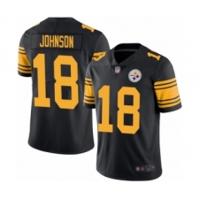 Men's Pittsburgh Steelers #18 Diontae Johnson Limited Black Rush Vapor Untouchable Football Jersey