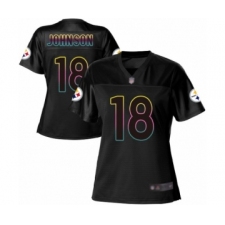 Women's Pittsburgh Steelers #18 Diontae Johnson Game Black Fashion Football Jersey