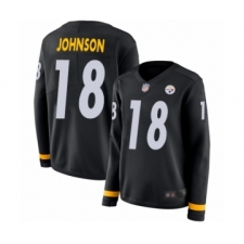 Women's Pittsburgh Steelers #18 Diontae Johnson Limited Black Therma Long Sleeve Football Jersey