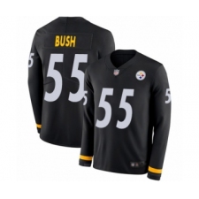 Men's Pittsburgh Steelers #55 Devin Bush Limited Black Therma Long Sleeve Football Jersey