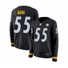 Women's Pittsburgh Steelers #55 Devin Bush Limited Black Therma Long Sleeve Football Jersey
