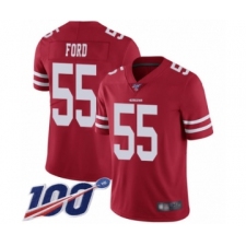 Men's San Francisco 49ers #55 Dee Ford Red Team Color Vapor Untouchable Limited Player 100th Season Football Jersey