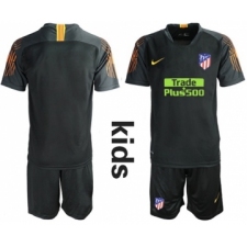 Atletico Madrid Blank Black Goalkeeper Kid Soccer Club Jersey