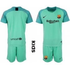 Barcelona Blank Green Goalkeeper Kid Soccer Club Jersey