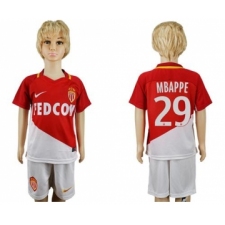 Monaco #29 Mbappe Home Kid Soccer Club Jersey