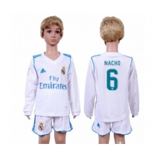 Real Madrid #6 Nacho Home Long Sleeves Kid Soccer Club Jersey