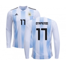 Argentina #17 Otamendi Home Long Sleeves Kid Soccer Country Jersey