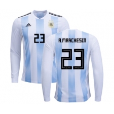 Argentina #23 A.Marchesin Home Long Sleeves Kid Soccer Country Jersey