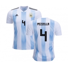 Argentina #4 Pezzella Home Kid Soccer Country Jersey