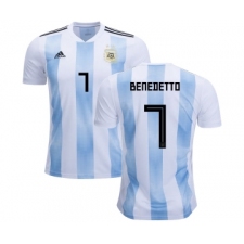 Argentina #7 Benedetto Home Kid Soccer Country Jersey