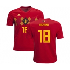 Belgium #18 Hazard Home Kid Soccer Country Jersey
