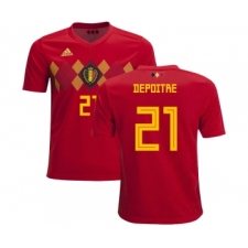 Belgium #21 Depoitre Home Kid Soccer Country Jersey