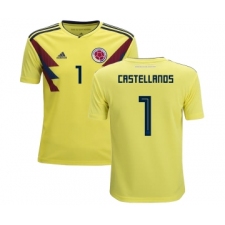 Colombia #1 Castellanos Home Kid Soccer Country Jersey