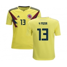 Colombia #13 Y.Mina Home Kid Soccer Country Jersey