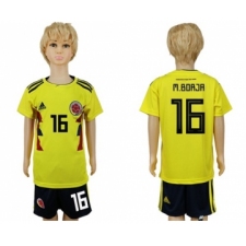 Colombia #16 M.Borja Home Kid Soccer Country Jersey