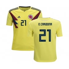 Colombia #21 E.Cardona Home Kid Soccer Country Jersey