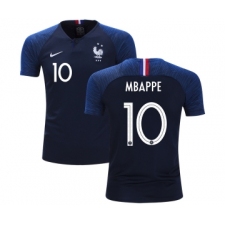 France #10 Mbappe Home Kid Soccer Country Jersey