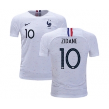 France #10 Zidane Away Kid Soccer Country Jersey