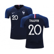 France #20 Thauvin Home Kid Soccer Country Jersey