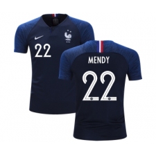 France #22 Mendy Home Kid Soccer Country Jersey