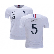 France #5 Umtiti Away Kid Soccer Country Jersey