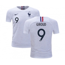 France #9 Giroud Away Kid Soccer Country Jersey