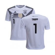 Germany #1 Trapp White Home Kid Soccer Country Jersey