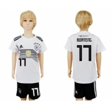 Germany #17 Boateng White Home Kid Soccer Country Jersey