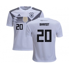 Germany #20 Brandt White Home Kid Soccer Country Jersey