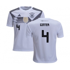 Germany #4 Ginter White Home Kid Soccer Country Jersey