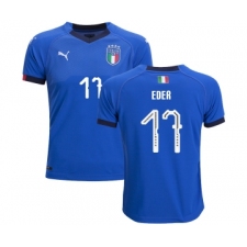 Italy #17 Eder Home Kid Soccer Country Jersey