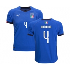 Italy #4 Darmian Home Kid Soccer Country Jersey