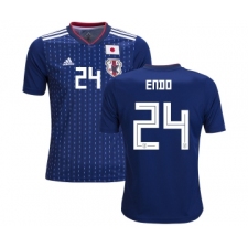 Japan #24 Endo Home Kid Soccer Country Jersey