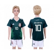 Mexico #10 Dos Santos Home Kid Soccer Country Jersey