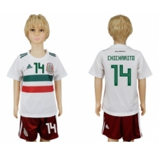 Mexico #14 Chicharito Away Kid Soccer Country Jersey