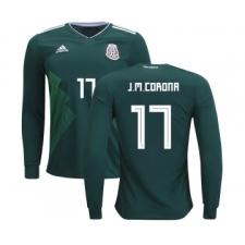 Mexico #17 J.M.Corona Home Long Sleeves Kid Soccer Country Jersey