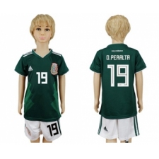 Mexico #19 O.Peralta Home Kid Soccer Country Jersey