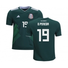 Mexico #19 O.Pineda Home Kid Soccer Country Jersey