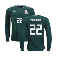 Mexico #22 P.Aguilar Home Long Sleeves Kid Soccer Country Jersey