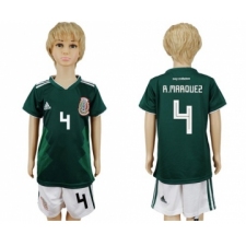 Mexico #4 R.Marquez Home Kid Soccer Country Jersey