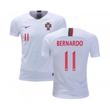 Portugal #11 Bernardo Away Kid Soccer Country Jersey