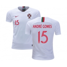 Portugal #15 Andre Gomes Away Kid Soccer Country Jersey