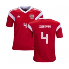 Russia #4 Ignatyev Home Kid Soccer Country Jersey