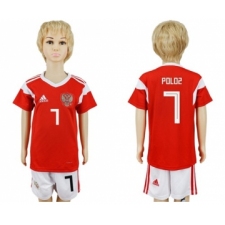 Russia #7 Poloz Home Kid Soccer Country Jersey