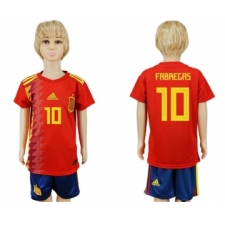 Spain #10 Fabregas Red Home Kid Soccer Country Jersey