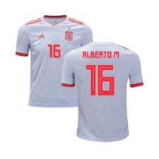 Spain #16 Alberto M. Away Kid Soccer Country Jersey